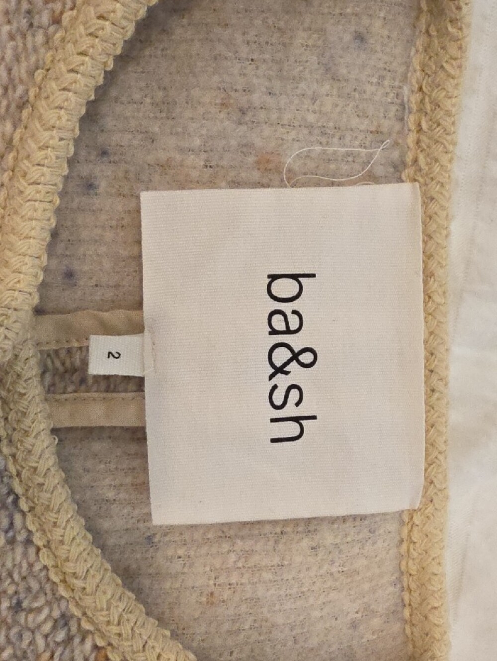 ba&sh Cream Tweed Button Front Cardigan with Gold Buttons - Picture 10 of 15